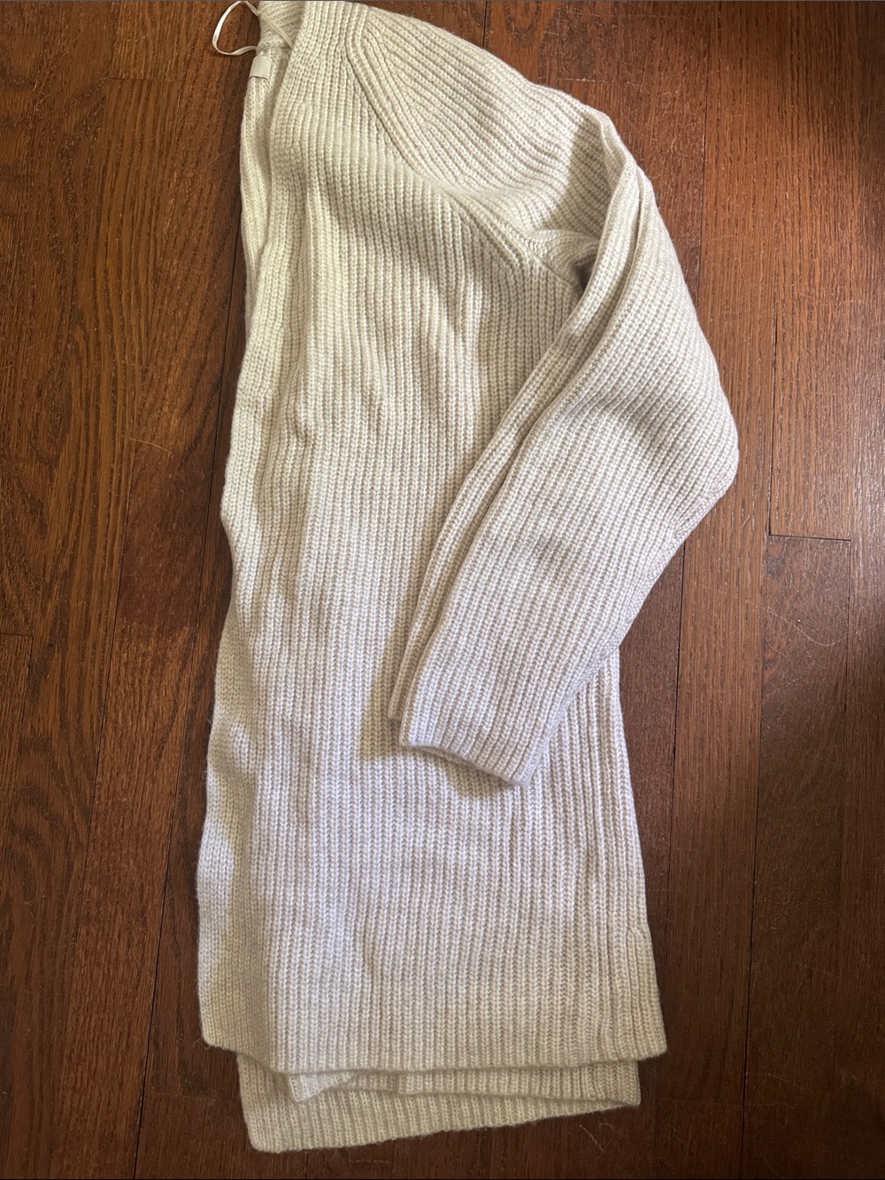 LOFT Cream Ribbed Scoopneck Knit Sweater